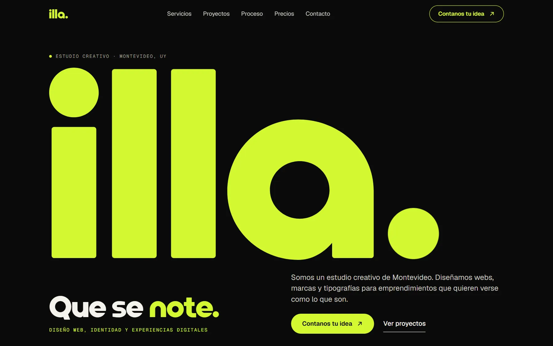 Identidad de illa: logo en lima sobre negro